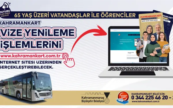 Kahramanmaraşlı vatandaşlar Kahramanmkartlarını artık internetten yenileyebilleyebilecek.