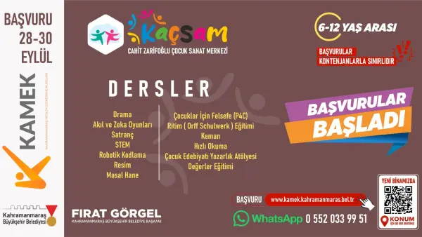 Kahramanmaraş Cahit Zarifoğlu Çocuk Sanat Merkezi, ilk misafirlerini ağırlamak için gün sayıyor.